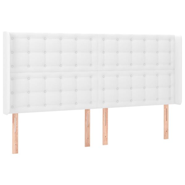 vidaXL Cabecero con LED cuero sint&eacute;tico blanco 183x16x118/128 cm