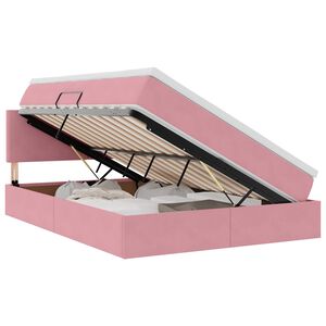 vidaXL Cama con almacenamiento y LED Rosa 140 x 190 cm Terciopelo