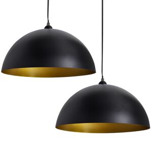 vidaXL L&aacute;mpara de techo 2 uds altura ajustable semiesf&eacute;rica negra