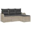vidaXL Conjunto de sof&aacute; de jard&iacute;n 4 uds. Gris Claro rat&aacute;n sint&eacute;tico