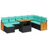 vidaXL Set sof&aacute;s jard&iacute;n y cojines 11 pzas rat&aacute;n sint&eacute;tico acacia negro