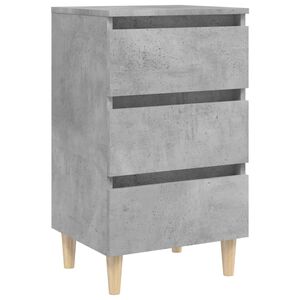 vidaXL Mesita de noche patas madera maciza gris hormig&oacute;n 40x35x69 cm