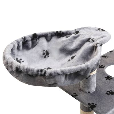 vidaXL Rascador para gatos poste rascador de sisal 150 cm huellas gris