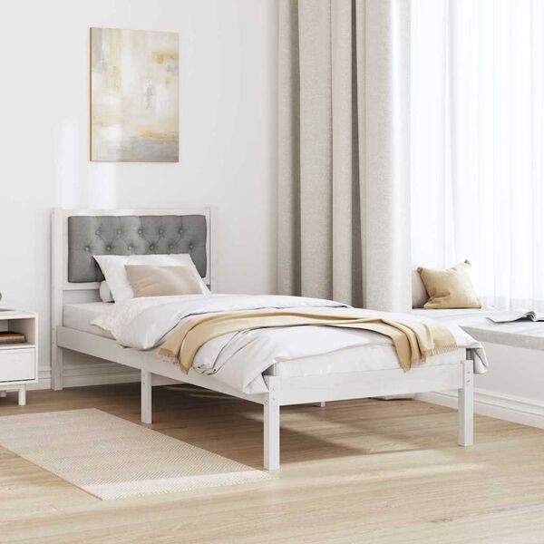 vidaXL Estructura de cama Gris Claro 75 x 190 cm Madera de pino macizo