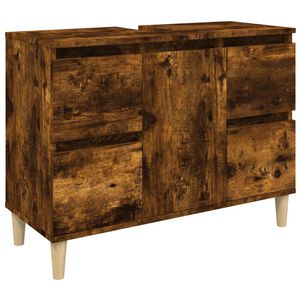 vidaXL Armario de lavabo madera contrachapada roble ahumado 80x33x60cm