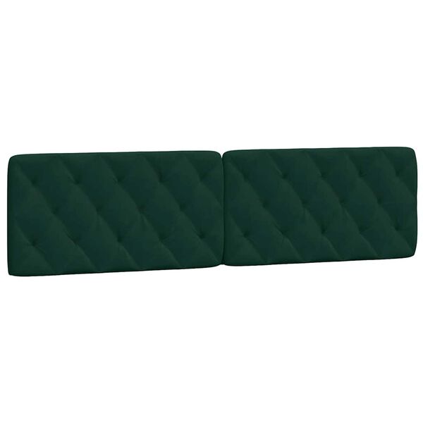 vidaXL Cabecero de cama acolchado terciopelo verde oscuro 200 cm