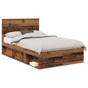 vidaXL Estructura de cama con cabecera Madera vieja 120 x 190 cm