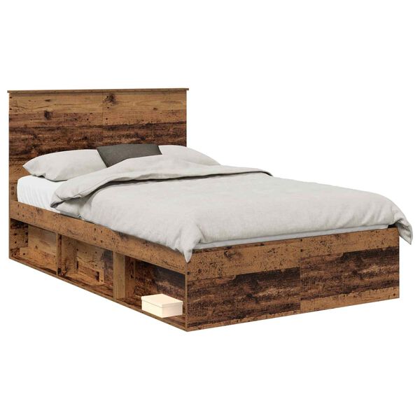 vidaXL Estructura de cama con cabecera Madera vieja 120 x 190 cm