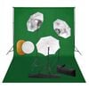 vidaXL Kit estudio fotogr&aacute;fico l&aacute;mparas, sombrillas, fondo y reflector
