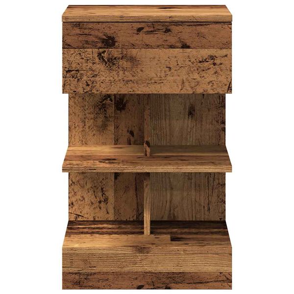 vidaXL Mesita de noche madera contrachapada madera antigua 40x35x65 cm