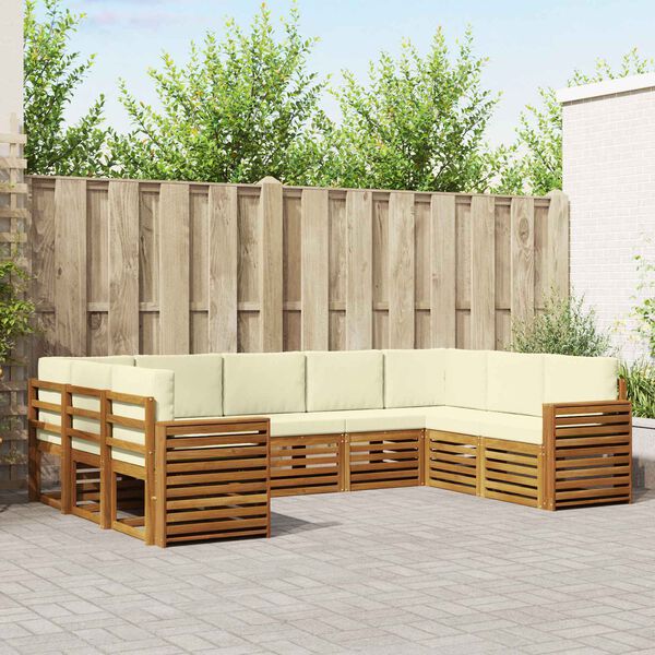 vidaXL Conjunto de Sof&aacute; Seccional con coj&iacute;n 9 pcs Natural y Crema