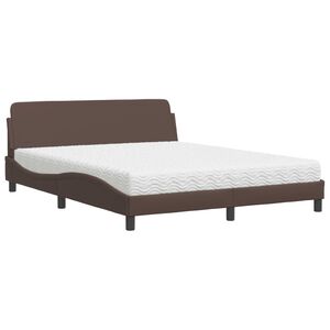 vidaXL Cama con colch&oacute;n Dover cuero sint&eacute;tico marr&oacute;n 160x200 cm