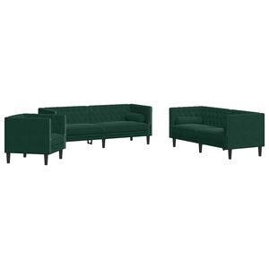 vidaXL Set de sof&aacute;s Chesterfield con cojines 3 piezas terciopelo verde