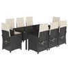 vidaXL Set de comedor de jard&iacute;n 9 pzas y cojines rat&aacute;n sint&eacute;tico negro