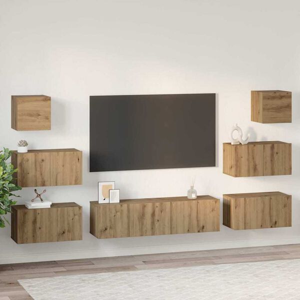 vidaXL Conjunto de mueble de TV 8 pcs Roble artesanal