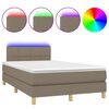 vidaXL Cama box spring con colch&oacute;n y LED tela gris taupe 120x190 cm