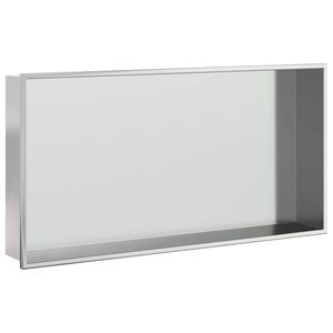 vidaXL Hornacina ducha acero inoxidable plateado cepillado 62x32x9 cm