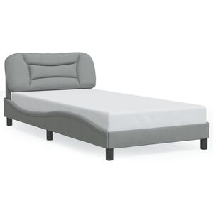 vidaXL Estructura de cama con LED sin colch&oacute;n Hvar tela gris claro 90x200 cm
