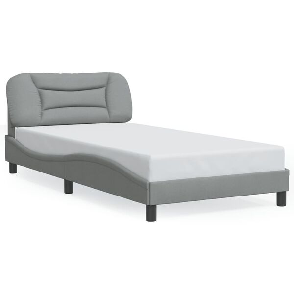 vidaXL Estructura de cama con LED sin colch&oacute;n Hvar tela gris claro 90x200 cm