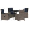 vidaXL Conjunto de Comedor de Jard&iacute;n con coj&iacute;n 5 pcs Gris Polirat&aacute;n