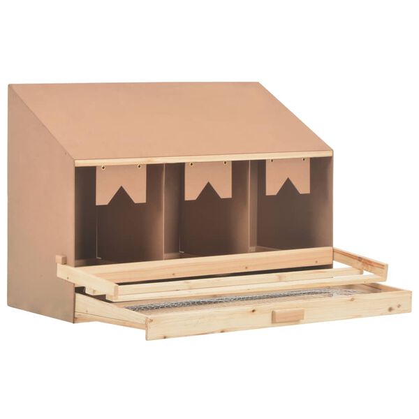 vidaXL Ponedero para gallinas 4 compartimentos madera pino 93x40x65 cm