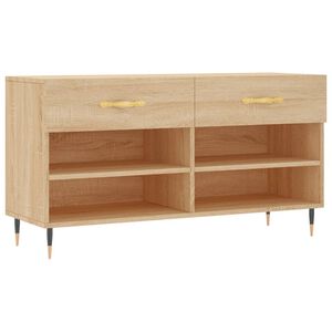 vidaXL Banco zapatero madera de ingenier&iacute;a roble Sonoma 102x35x55 cm