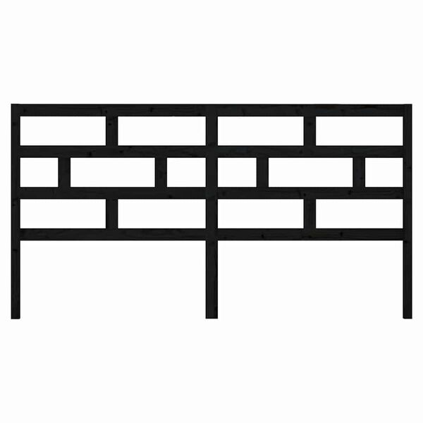 vidaXL Cabecero de cama madera maciza de pino negro 206x4x100 cm
