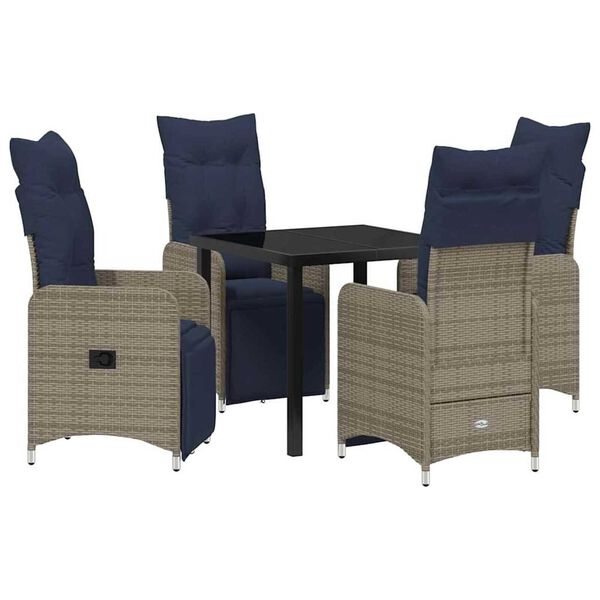 vidaXL Conjunto de Comedor de Jardín 5 pcs Gris ratán sintético