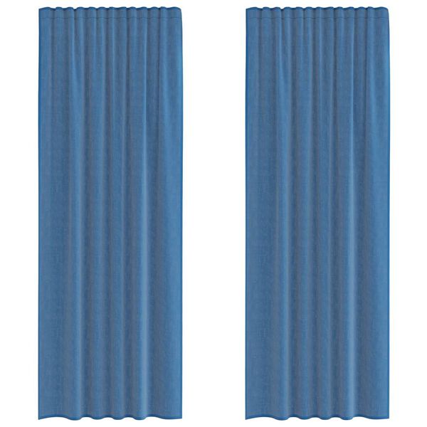 vidaXL Cortinas de gasa con bolsillos para varillas 2 uds. azul real