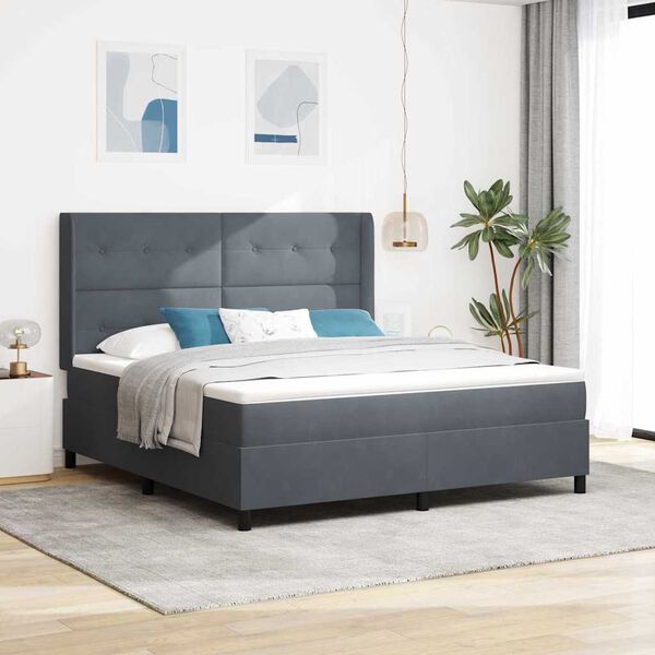 vidaXL Cama tipo Box Spring Gris oscuro 180 x 200 cm Terciopelo
