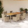 vidaXL Set de comedor jard&iacute;n 7 pzas con cojines rat&aacute;n PE acacia beige