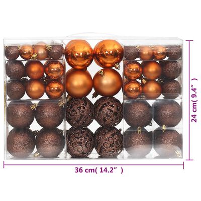 vidaXL Bolas de Navidad 100 unidades marrón 3 / 4 / 6 cm