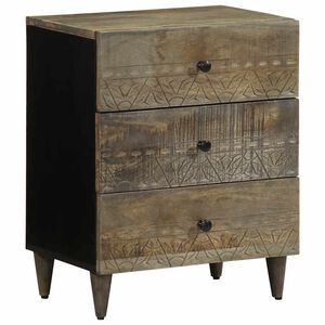 vidaXL Mesita de noche madera maciza de mango gris claro 50x33x60 cm