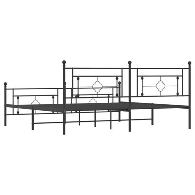 vidaXL Estructura de cama cabecero y pie de cama metal negro 193x203cm