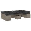 vidaXL Set de sof&aacute;s de jard&iacute;n 11 pzas y cojines rat&aacute;n sint&eacute;tico gris