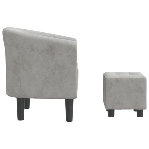 vidaXL Sillón con taburete terciopelo gris claro