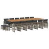 vidaXL Set comedor de jard&iacute;n 17 pzas y cojines rat&aacute;n sint&eacute;tico gris