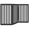 vidaXL Puerta para perros plegable 3 paneles madera &aacute;lamo negra 150 cm