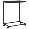 vidaXL Mesa auxiliar con ruedas madera de ingenier&iacute;a negra 55x35x70 cm