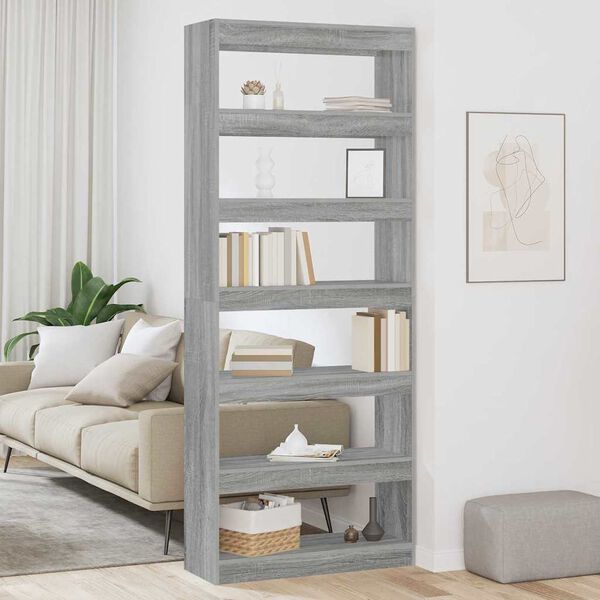 vidaXL Librer&iacute;a Gris Sonoma 80 x 30 x 198 cm Madera de ingenier&iacute;a