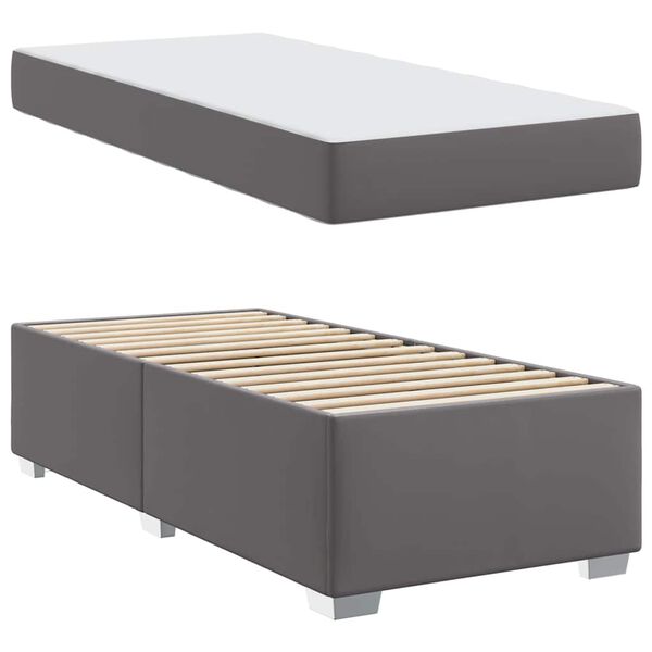 vidaXL Estructura de cama con colch&oacute;n Gris 90 x 190 cm tela