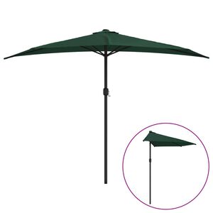 vidaXL Sombrilla de balc&oacute;n semicircular palo aluminio verde 300x155cm