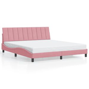 vidaXL Estructura de cama sin colch&oacute;n Hanko terciopelo rosa 180x200 cm