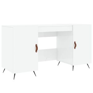 vidaXL Escritorio madera contrachapada blanco brillante 140x50x75 cm