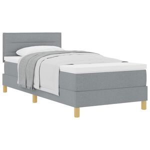 vidaXL Cama tipo Box Spring con colch&oacute;n Gris Claro 90 x 200 cm tela