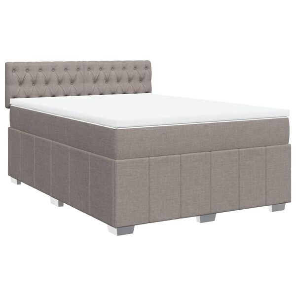 vidaXL Cama box spring con colch&oacute;n tela gris taupe 160x200 cm