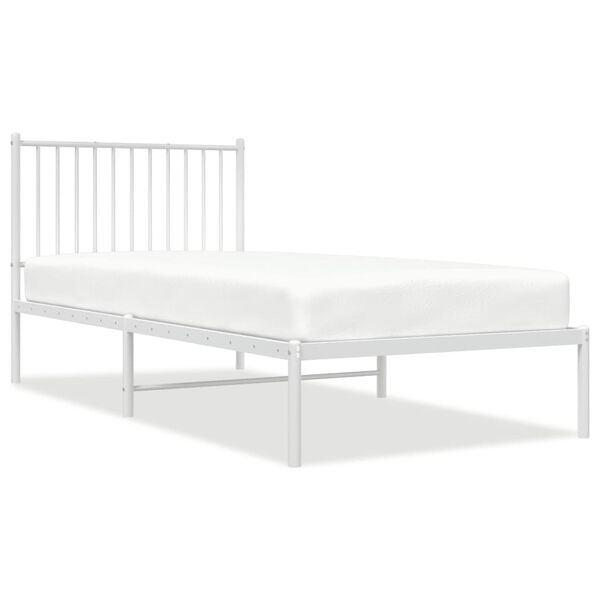 vidaXL Estructura cama sin colchón con cabecero metal blanco 90x200 cm