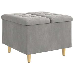 vidaXL Otomano de almacenamiento Gris Claro 60 x 60 x 45 cm Terciopelo