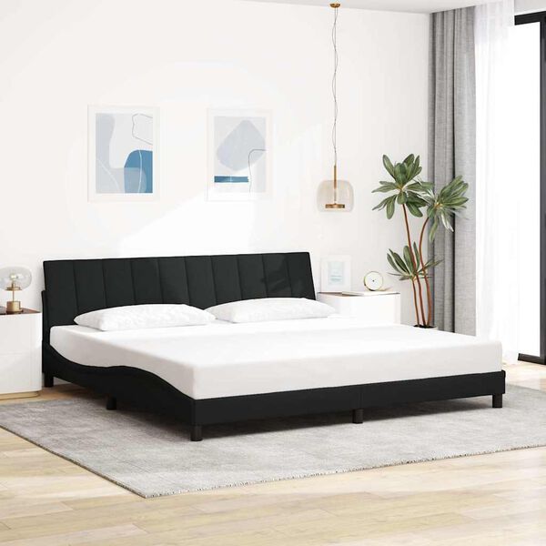 vidaXL Estructura de cama sin colch&oacute;n Hanko tela negro 200x200 cm