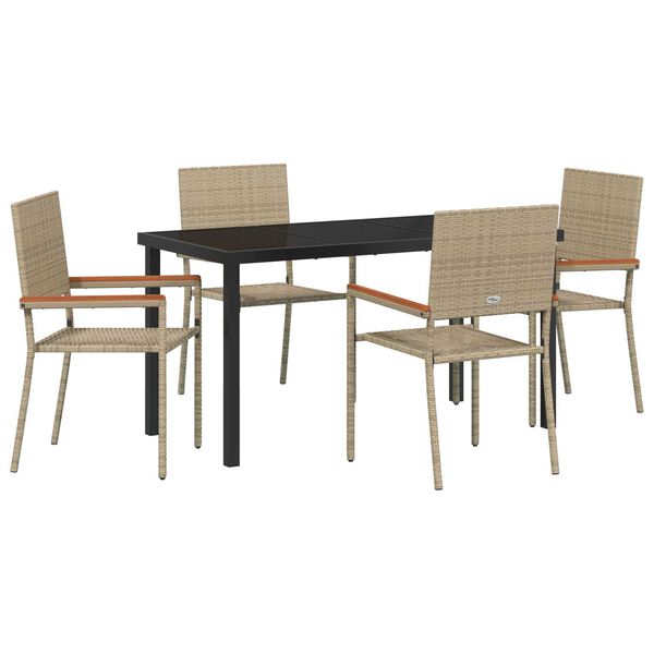 vidaXL Conjunto de Comedor de Jard&iacute;n 5 pcs Beige rat&aacute;n sint&eacute;tico
